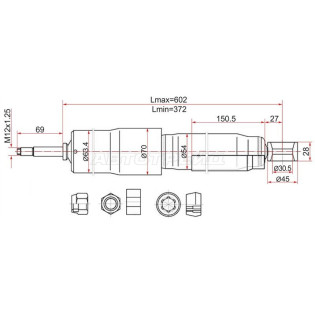 Амортизатор задний TOYOTA LAND CRUISER 80 90-98 лев=RH SAT