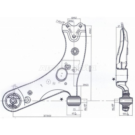 Рычаг нижний TOYOTA PRIUS 12-/COROLLA/RUMION/MARK X/AURIS/BLADE/SCION/ZELAS/LEXUS HS250H 06- лев SAT